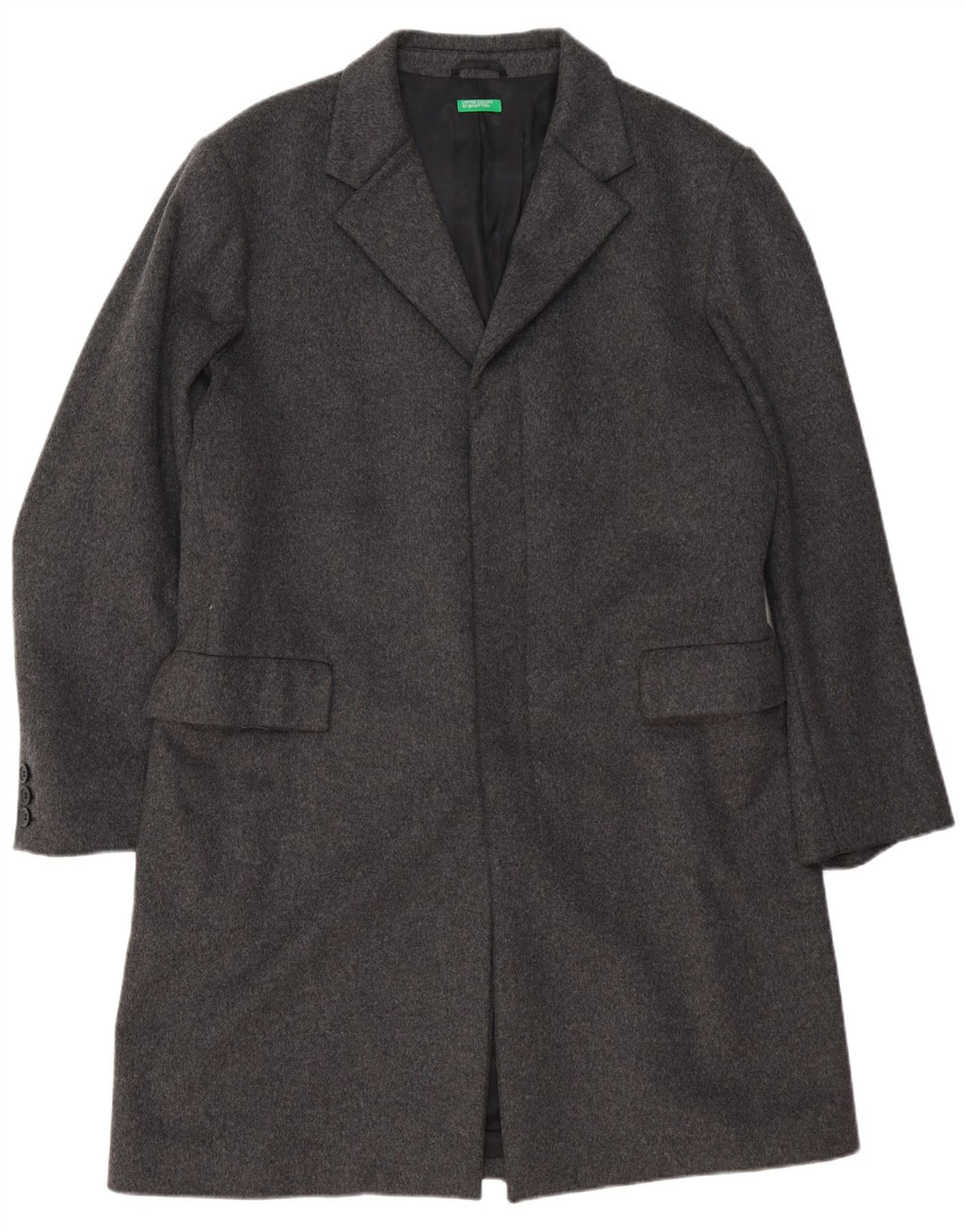 BENETTON Herre Overfrakke IT 52 XL Grå Uld