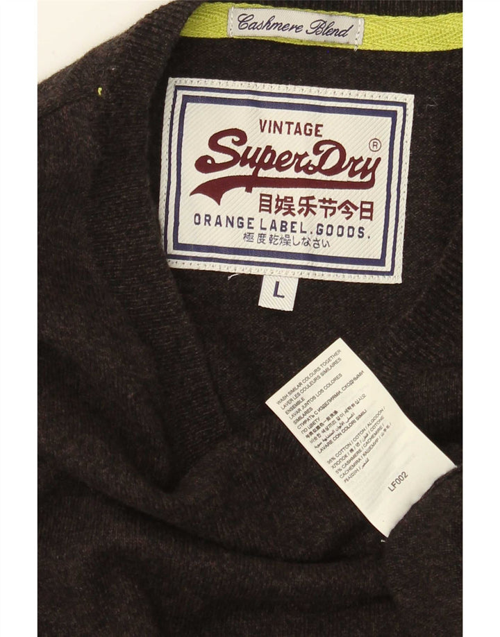 Superdry Herre V-hals sweater Stor brun bomuld