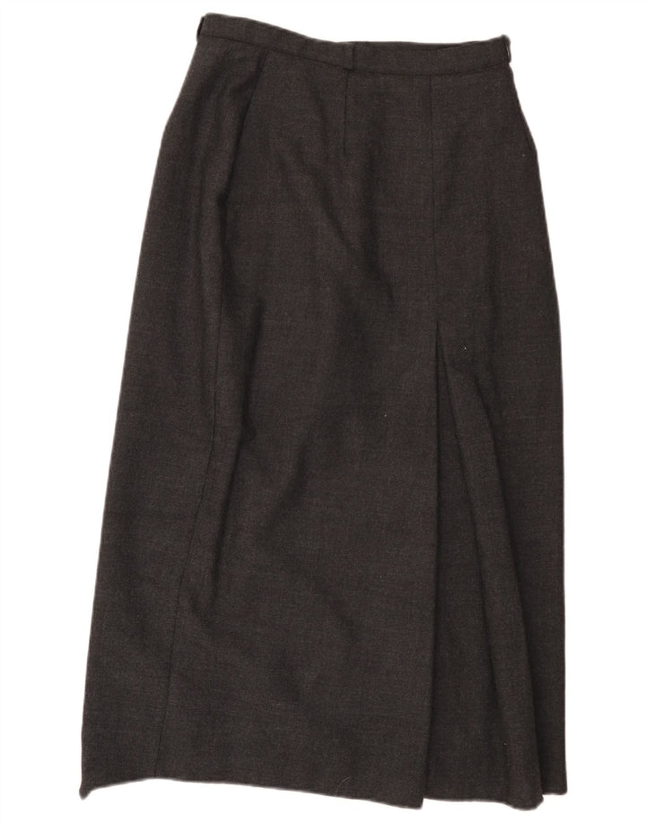 Vintage Dame Midi Nederdel UK 12 Medium W27 Grå Uld