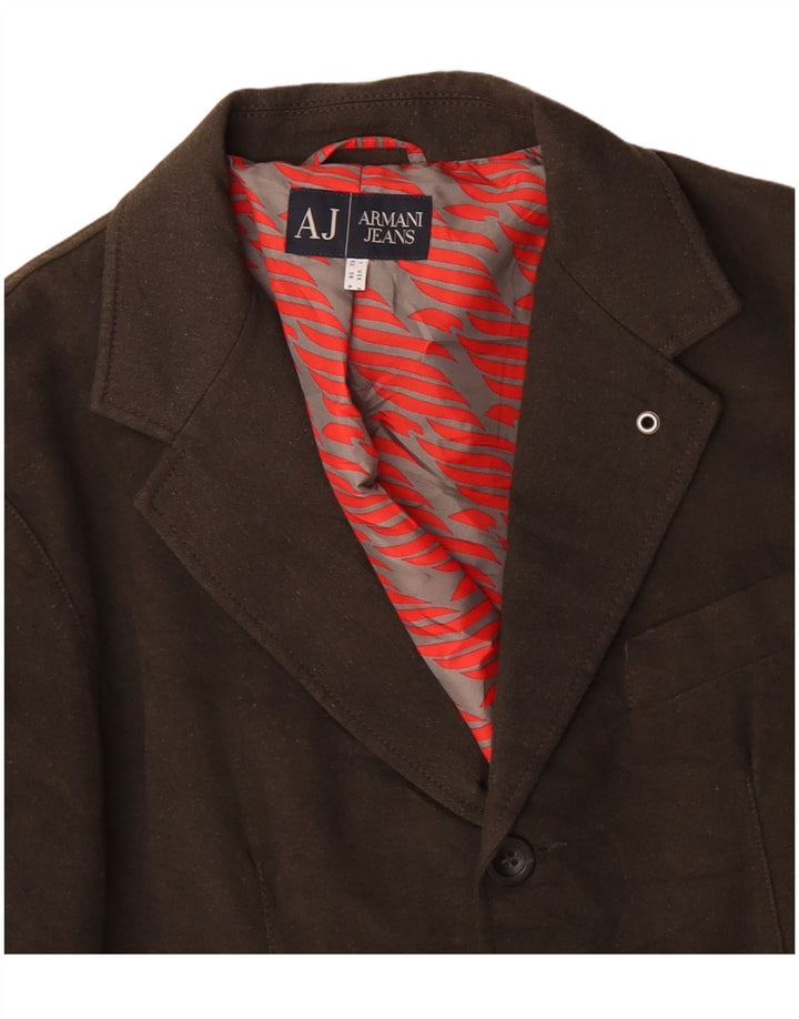ARMANI JEANS Herre 2-knaps blazerjakke IT 52 Stor Khaki Bomuld