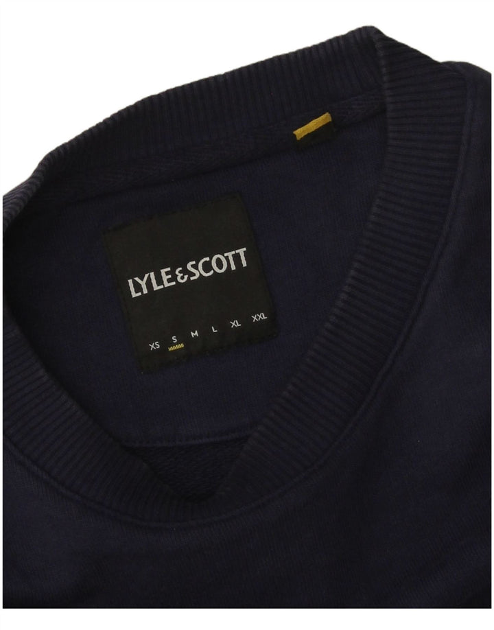 Lyle & Scott Sweatshirt til mænd, lille marineblå colourblock bomuld