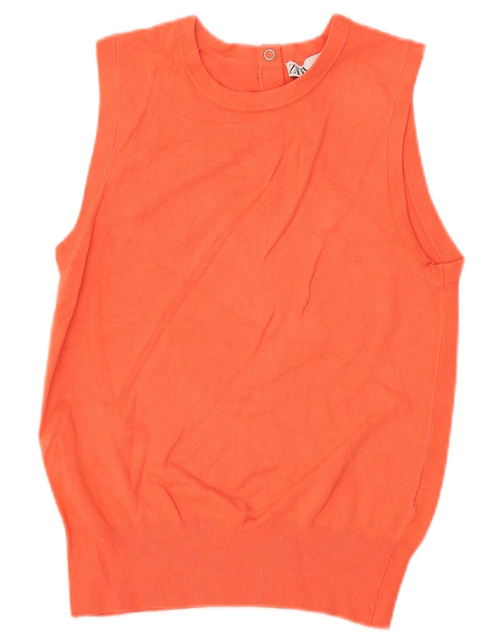 Zara Dame Vest Tank Top UK 10 Small Orange