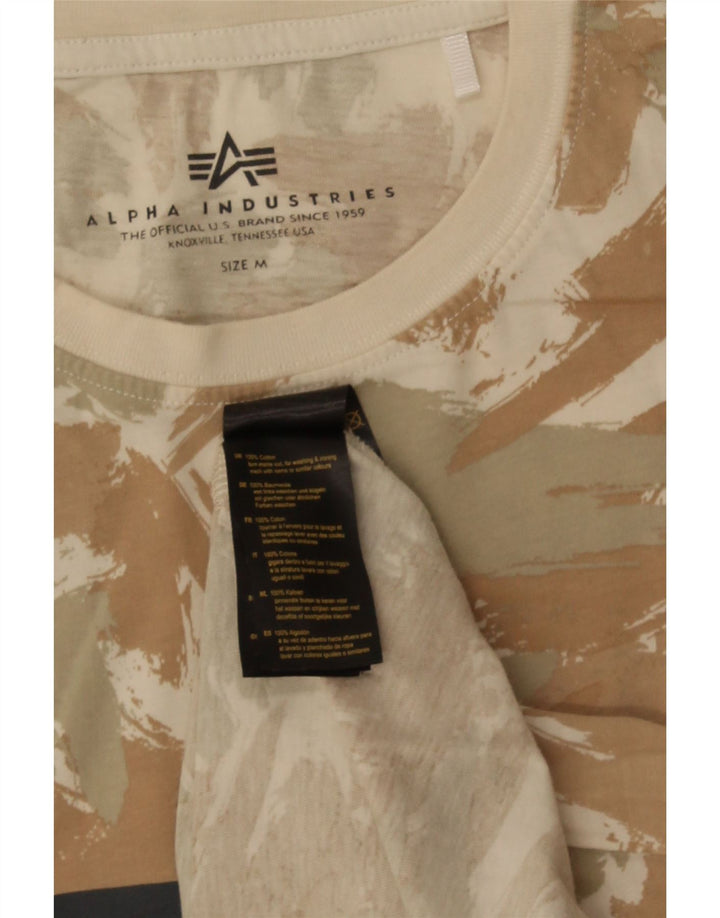 Alpha Industries Herre grafisk T-shirt Top Medium Beige Geometrisk