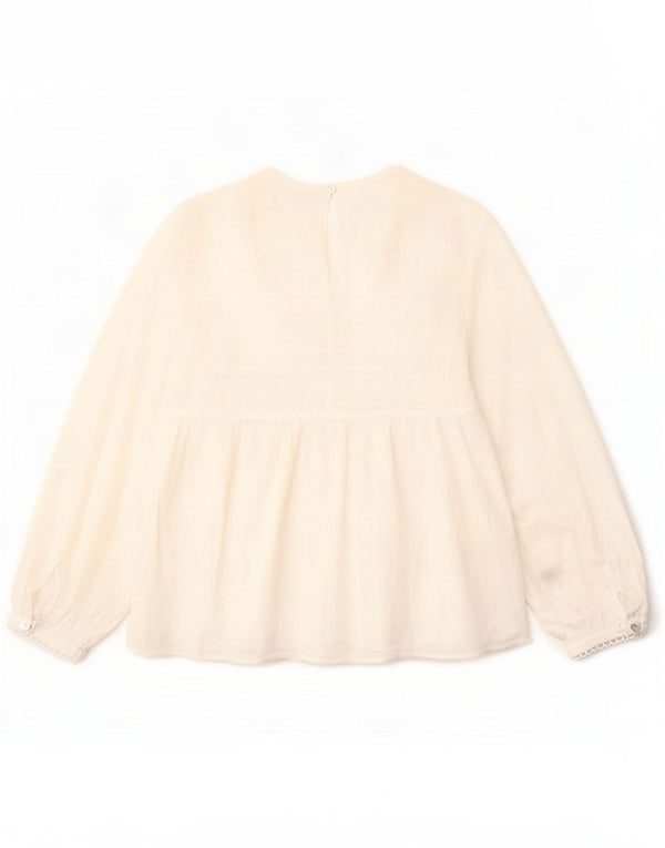 Zara Dame 3/4 ærmet bluse Top UK 10 Small White Polyester
