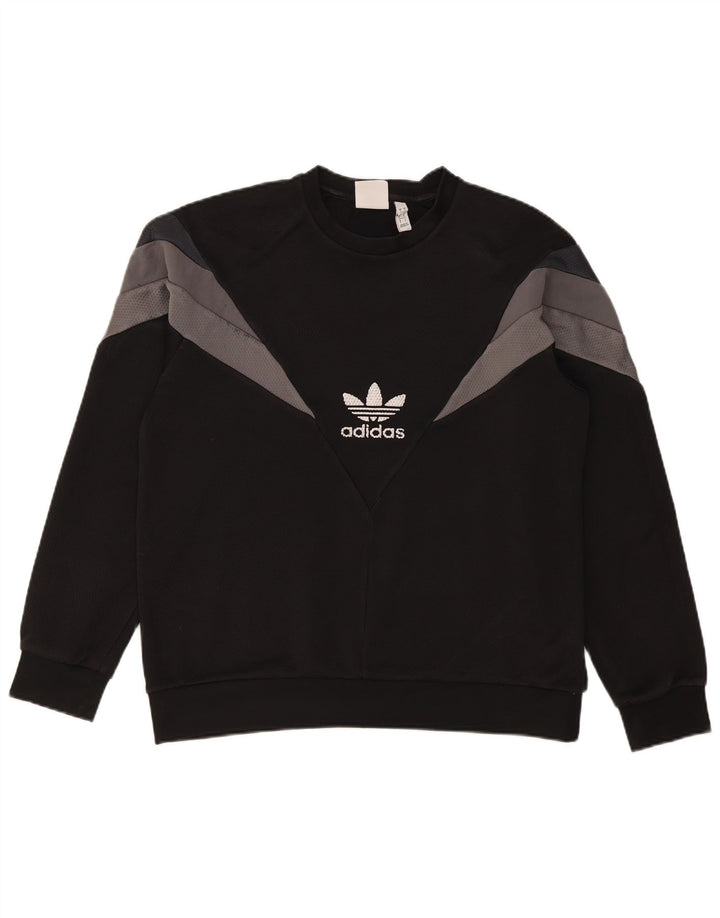 Adidas Graphic Sweatshirt Jumper Large Sort Colourblock Polyester