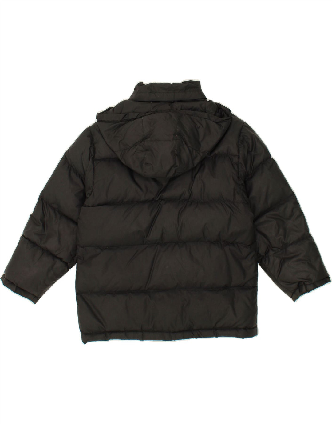 CHAMPION Boys Hooded Padded Jacket 11-12 Years Black Polyester Vintage Champion and Second-Hand Champion from Messina Hembry 