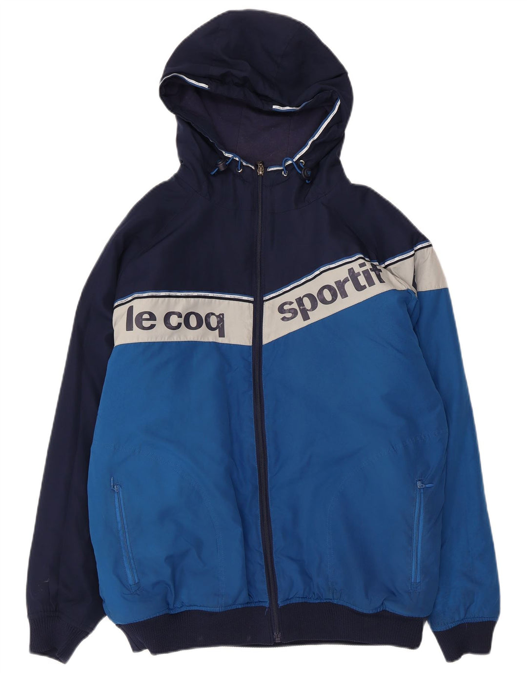 Le Coq Sportif Herre grafisk bomberjakke UK 38 Medium Blue Colourblock