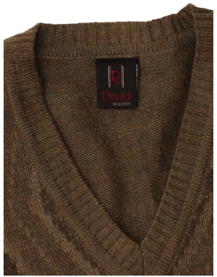 Rinaldi Herre V-hals sweater Medium Khaki Argyle/Diamond Wool