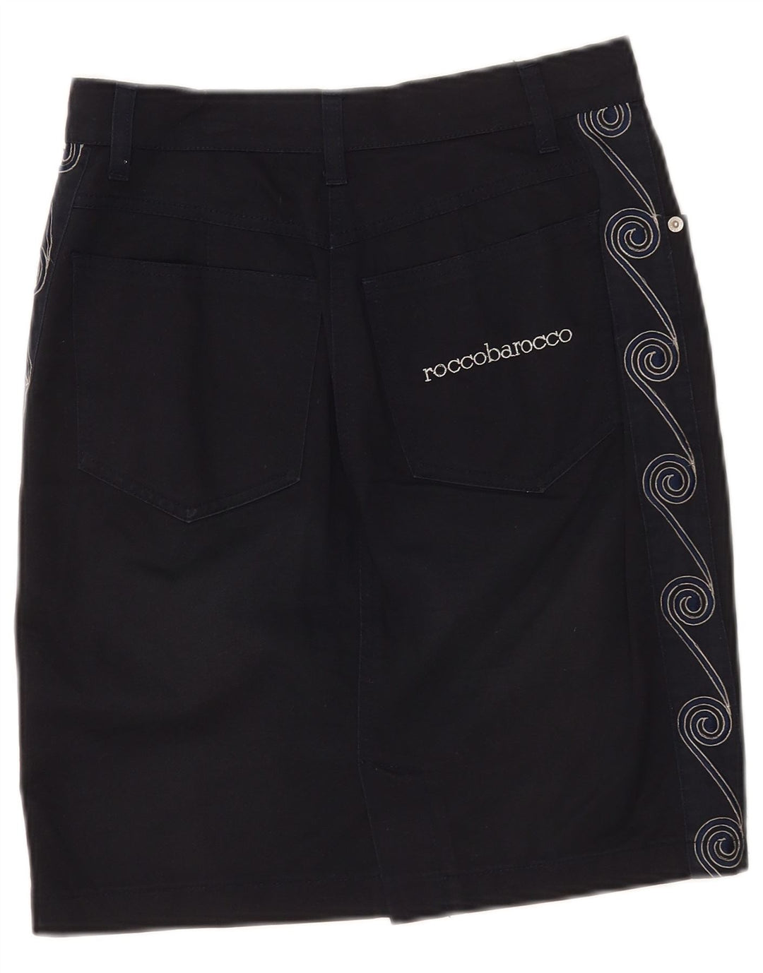 Roccobarocco Dame Pencil Skirt IT 44 Medium W28 Marineblå Geometrisk