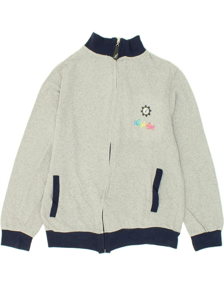AUSTRALIAN L'ALPINA Boys Graphic Tracksuit Top Jacket 8-9 Years Small Grey Vintage AUSTRALIAN L'ALPINA and Second-Hand AUSTRALIAN L'ALPINA from Messina Hembry 