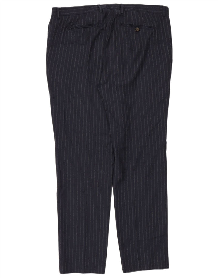 Ted Baker Herre tilspidsede jakkesætsbukser W40 L34 Marineblå nålestribet polyester
