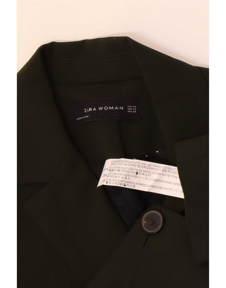 Zara Dame 1-knaps blazerjakke UK 6 XS Khaki Polyester