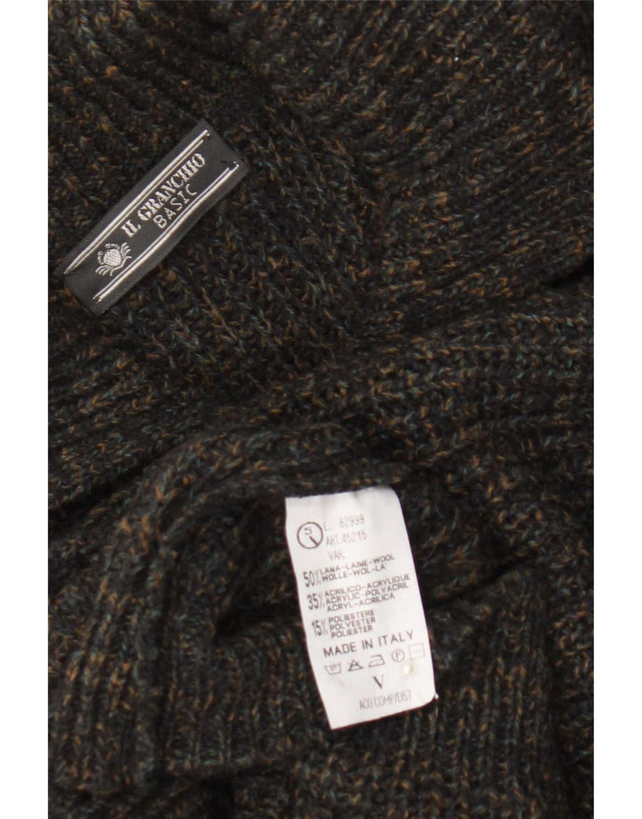 Il Granchio Herre Regular Fit Cardigan Sweater Large Navy Blue Flecked Wool