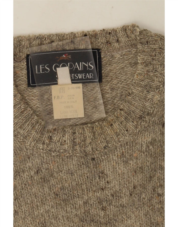 Les Copains Herre Crew Neck Jumper Sweater IT 50 Medium Grey Flecked Wool