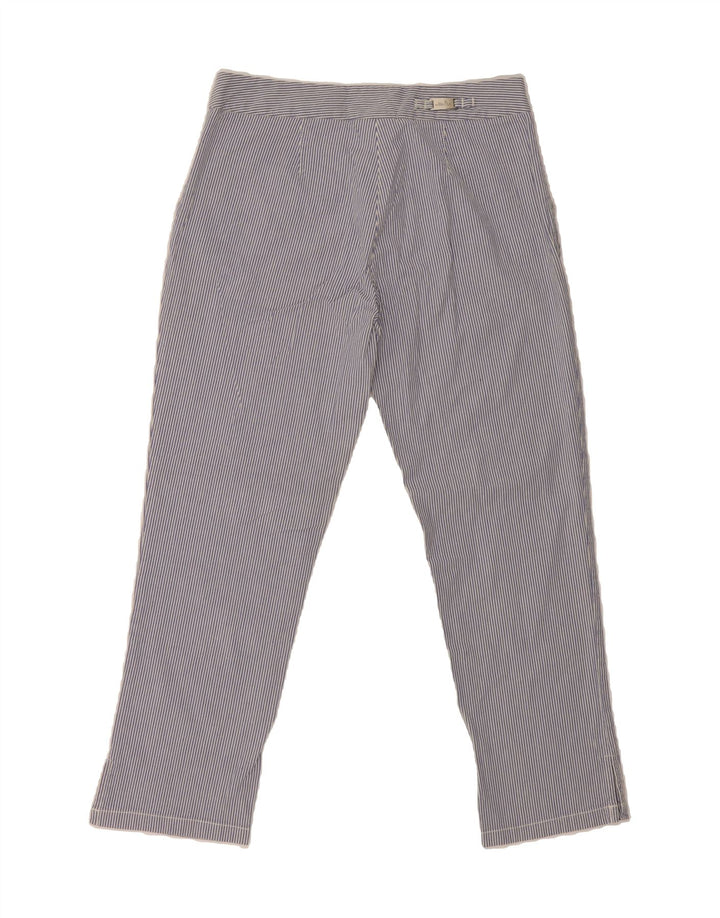 ELLESSE Womens Slim Cropped Trousers IT 44 Medium W30 L26 Blue Pinstripe Vintage Ellesse and Second-Hand Ellesse from Messina Hembry 