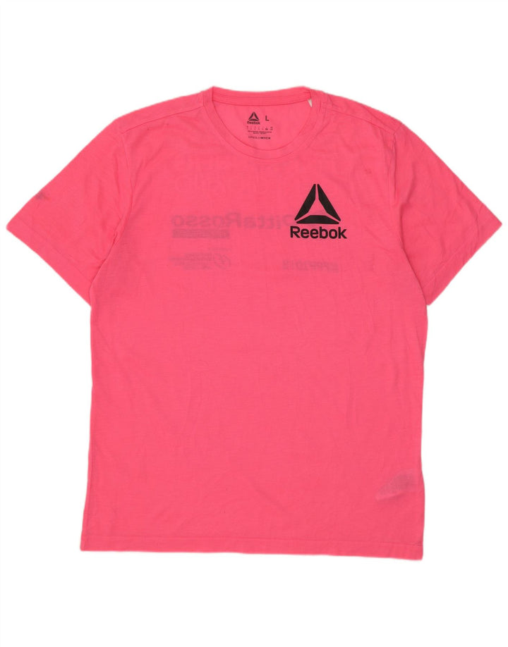 Reebok Herre Grafisk T-Shirt Top Stor Pink Polyester