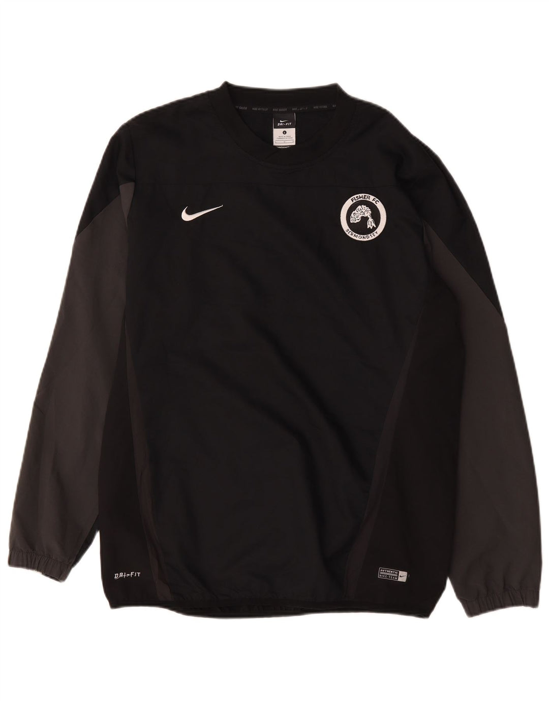 Nike Herre Dri Fit Grafisk Top Langærmet Stor Sort Colourblock Polyester