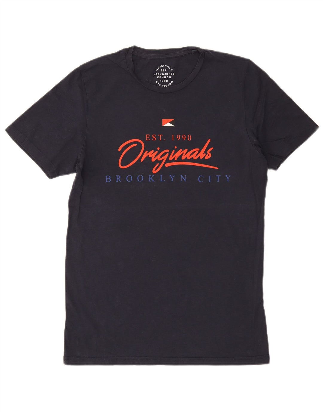 Jack & Jones Herre grafisk T-shirt Top Medium Marineblå Bomuld