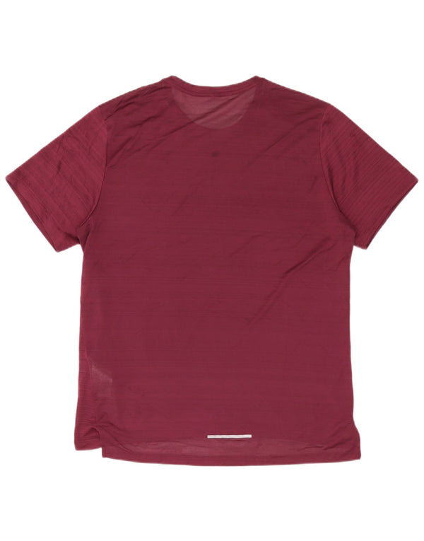 Nike Herre Dri Fit T-shirt Top Stor Bourgogne stribet polyester