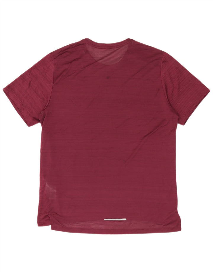 Nike Herre Dri Fit T-shirt Top Stor Bourgogne stribet polyester