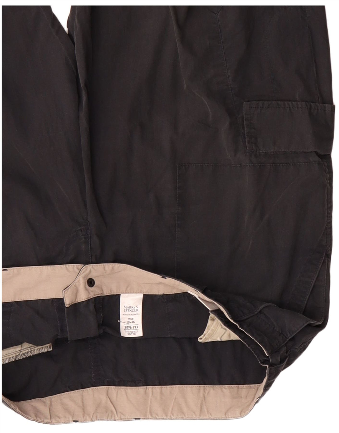 MARKS & SPENCER Herre Cargo Shorts W38 XL Marineblå Bomuld