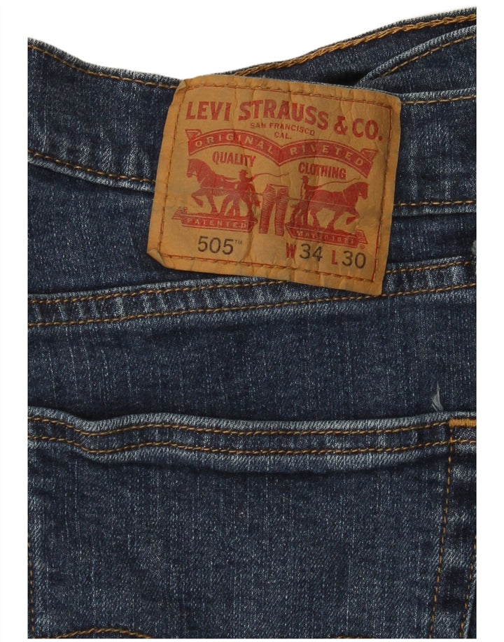 LEVI'S Herre 505 Straight Jeans W34 L30 Marineblå Bomuld