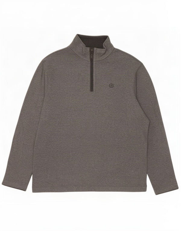 Marks & Spencer Mens Blue Harbour Zip Neck Sweatshirt Jumper XL Grey