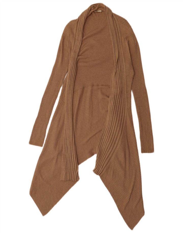 Marks & Spencer Dame Asymmetrisk Cardigan Sweater UK 12 Medium Brun