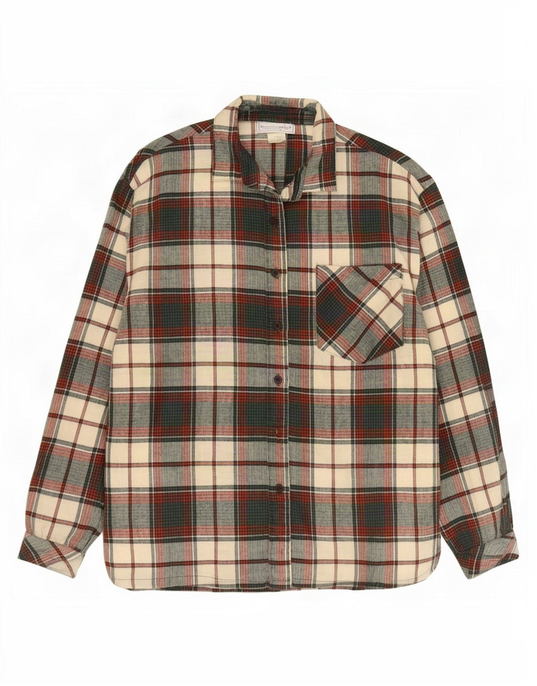 Vintage dame flannel skjorte UK 14 mellemgrøn ternet bomuld