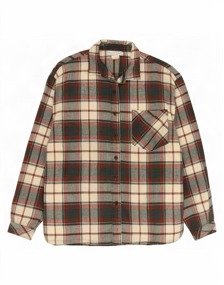 Vintage dame flannel skjorte UK 14 mellemgrøn ternet bomuld