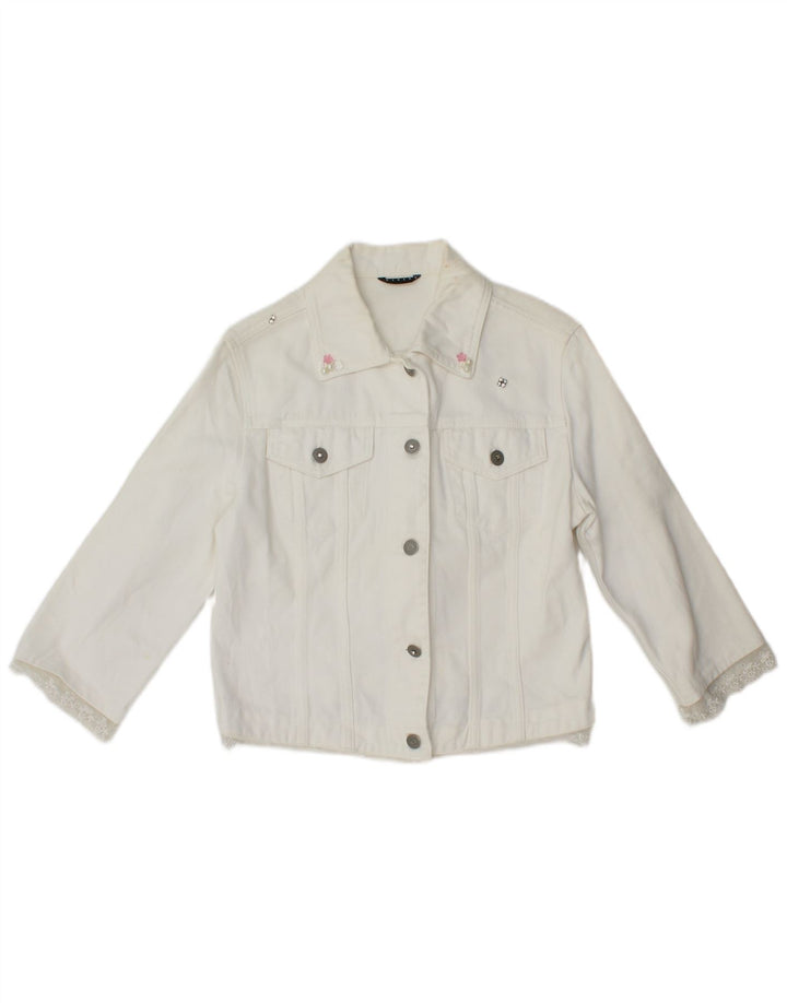 Sisley Dame 3/4-ærmet denimjakke UK 4 XS Hvid