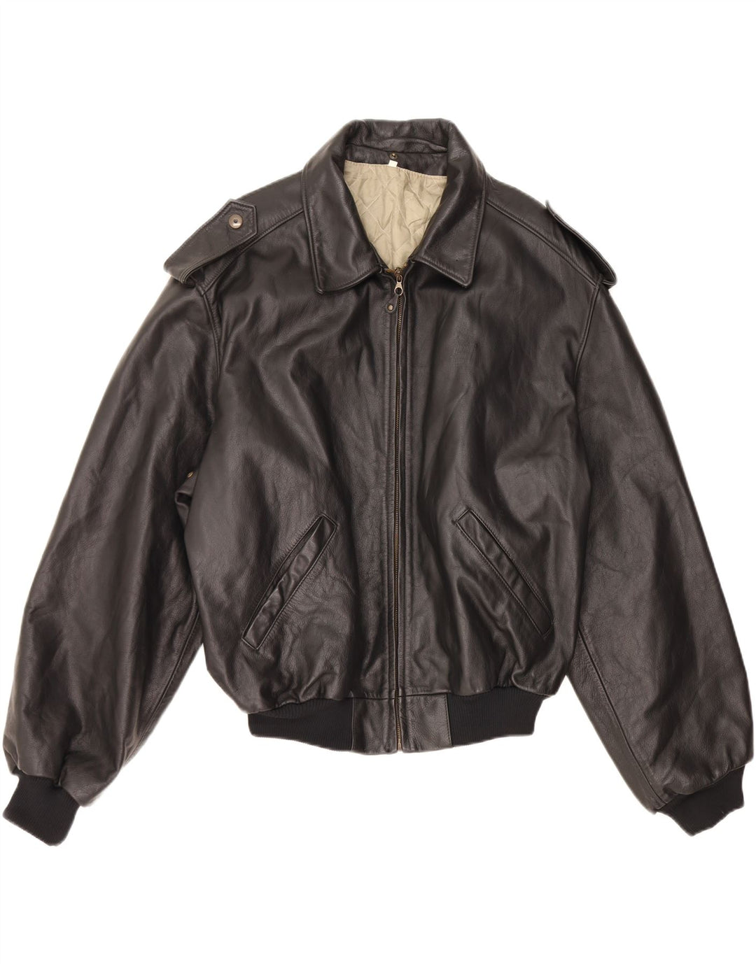 VINTAGE Military Læderjakke til mænd IT 52 XL Sort