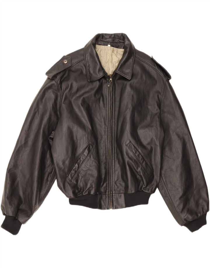 VINTAGE Military Læderjakke til mænd IT 52 XL Sort