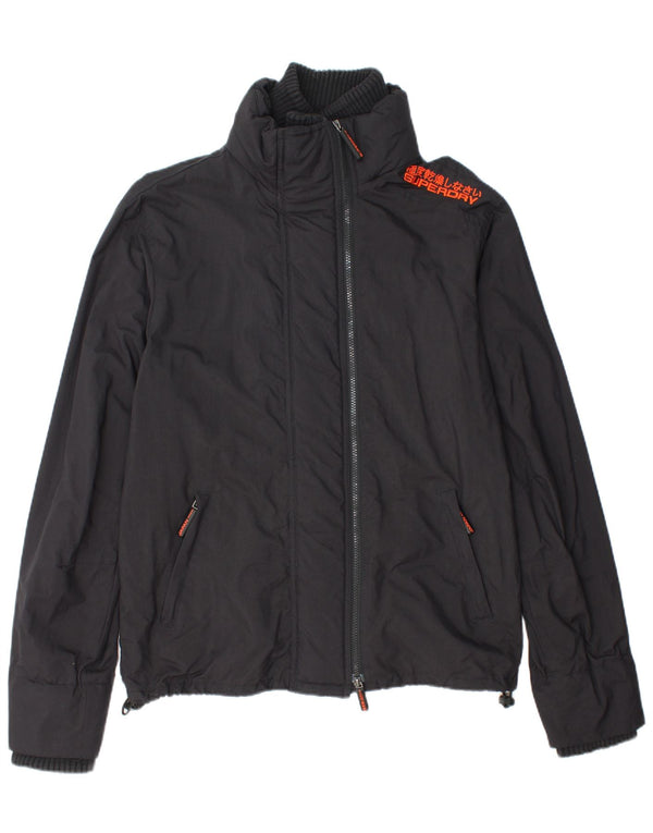 SUPERDRY Grafisk regnjakke til kvinder UK 18 XL sort nylon