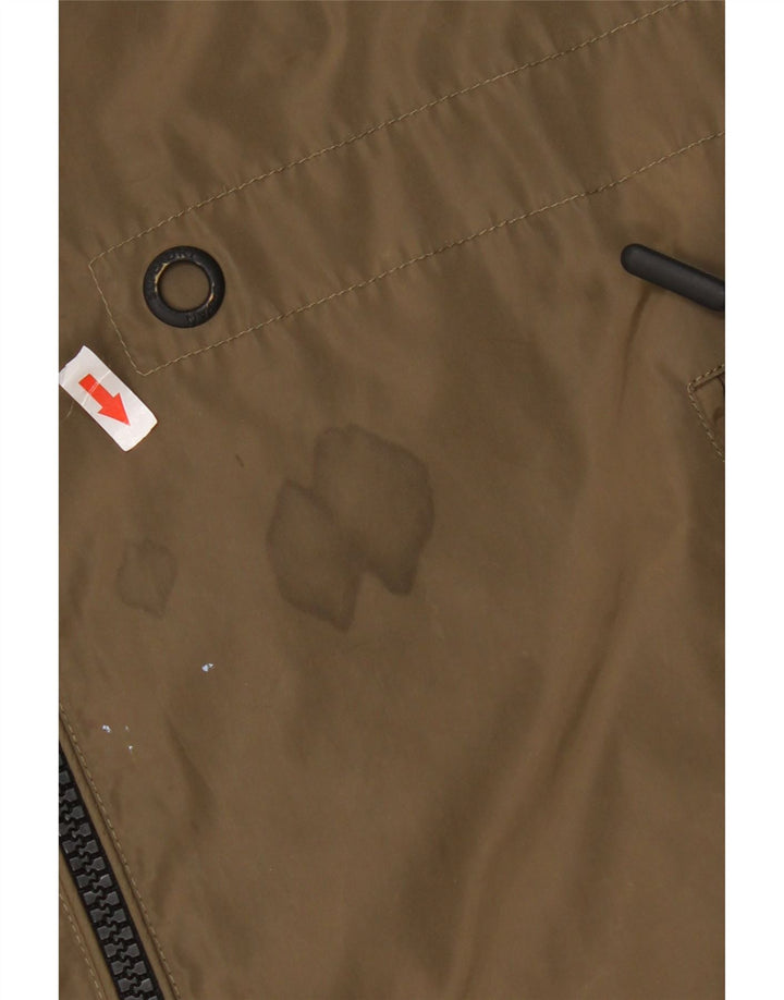 Superdry Regnjakke med hætte til kvinder UK 14 Stor Khaki Polyester