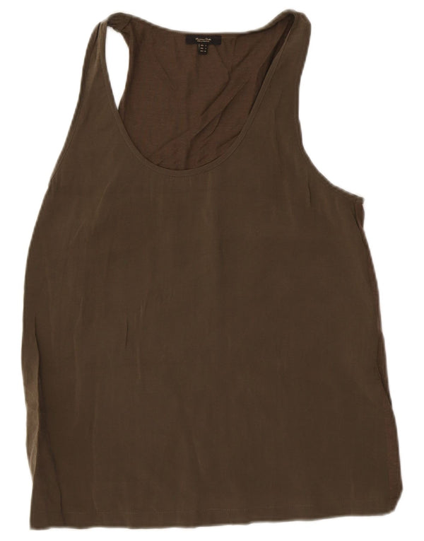 Massimo Dutti Damevest Top UK 10 Small Khaki Cotton