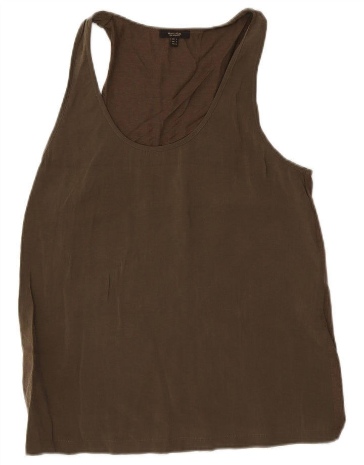 Massimo Dutti Damevest Top UK 10 Small Khaki Cotton