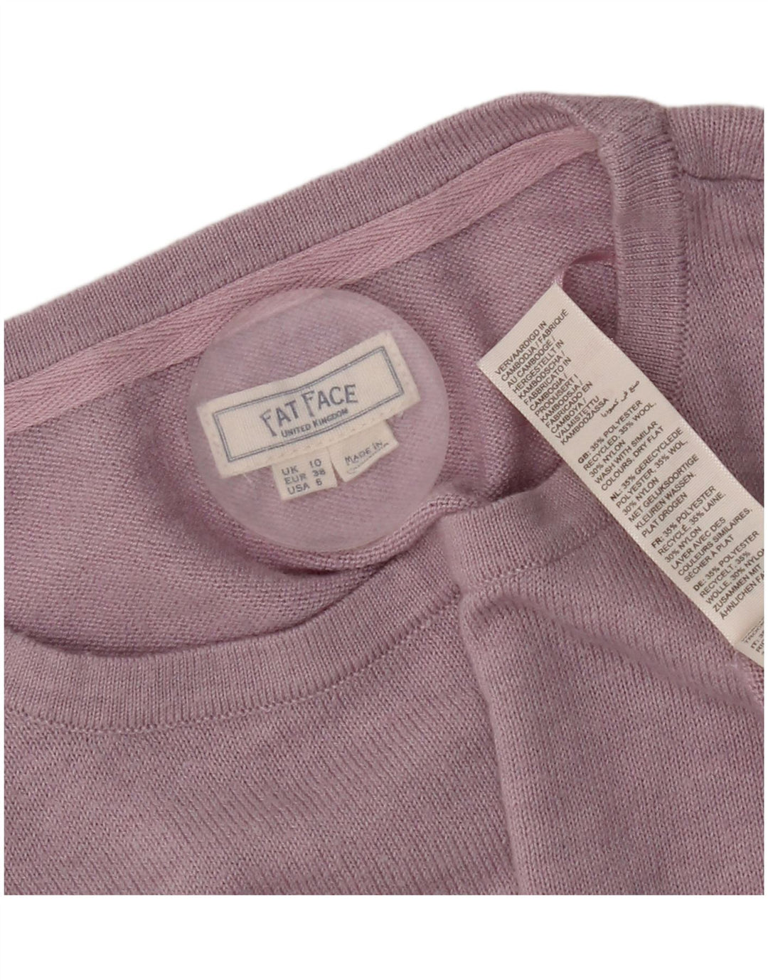 Fat Face Dame Oversized Crew Neck Jumper Sweater UK 10 Small Purple