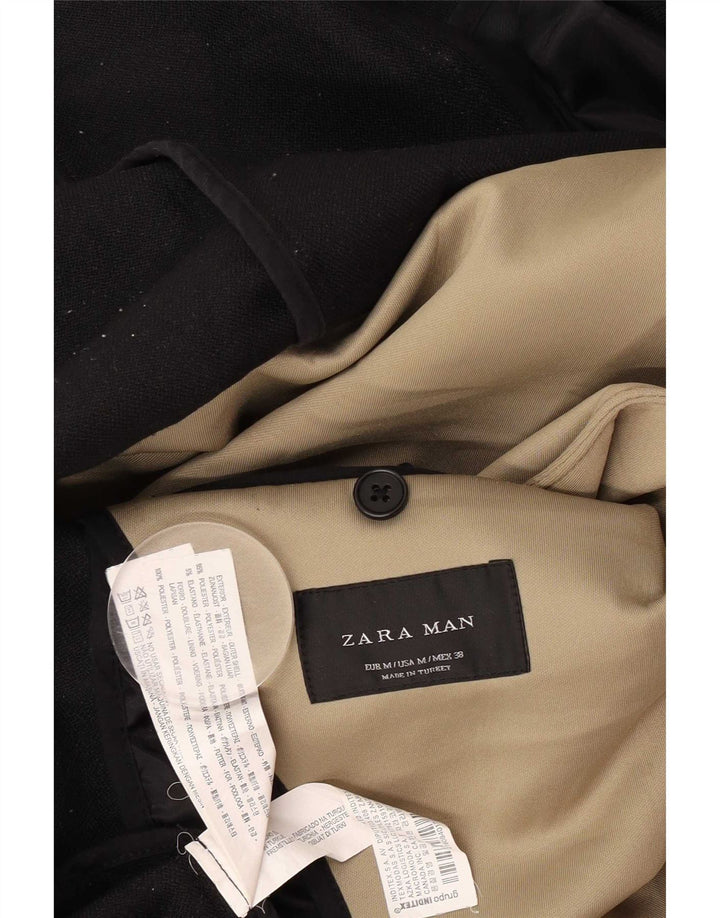 Zara Herre Kort Trench Coat UK 38 Medium Beige Polyester