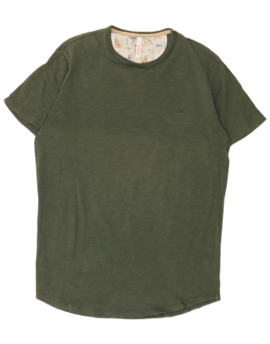 Sun68 Herre T-Shirt Top Stor Khaki Bomuld