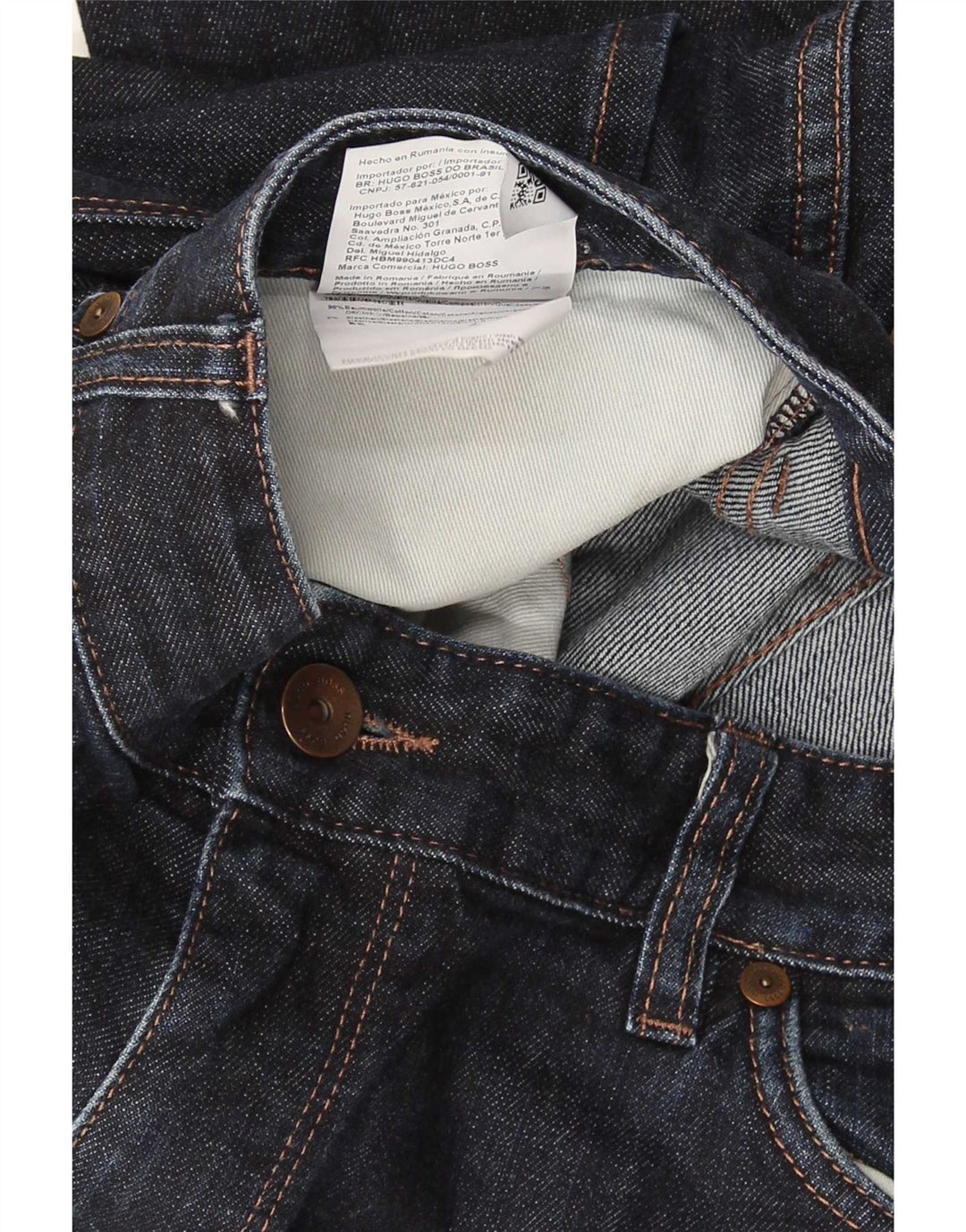 Hugo Boss Straight Jeans til mænd W38 L32 Marineblå bomuld