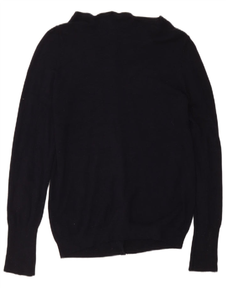 Zara Dame Cardigan Sweater UK 14 Large Navy Blue Viscose