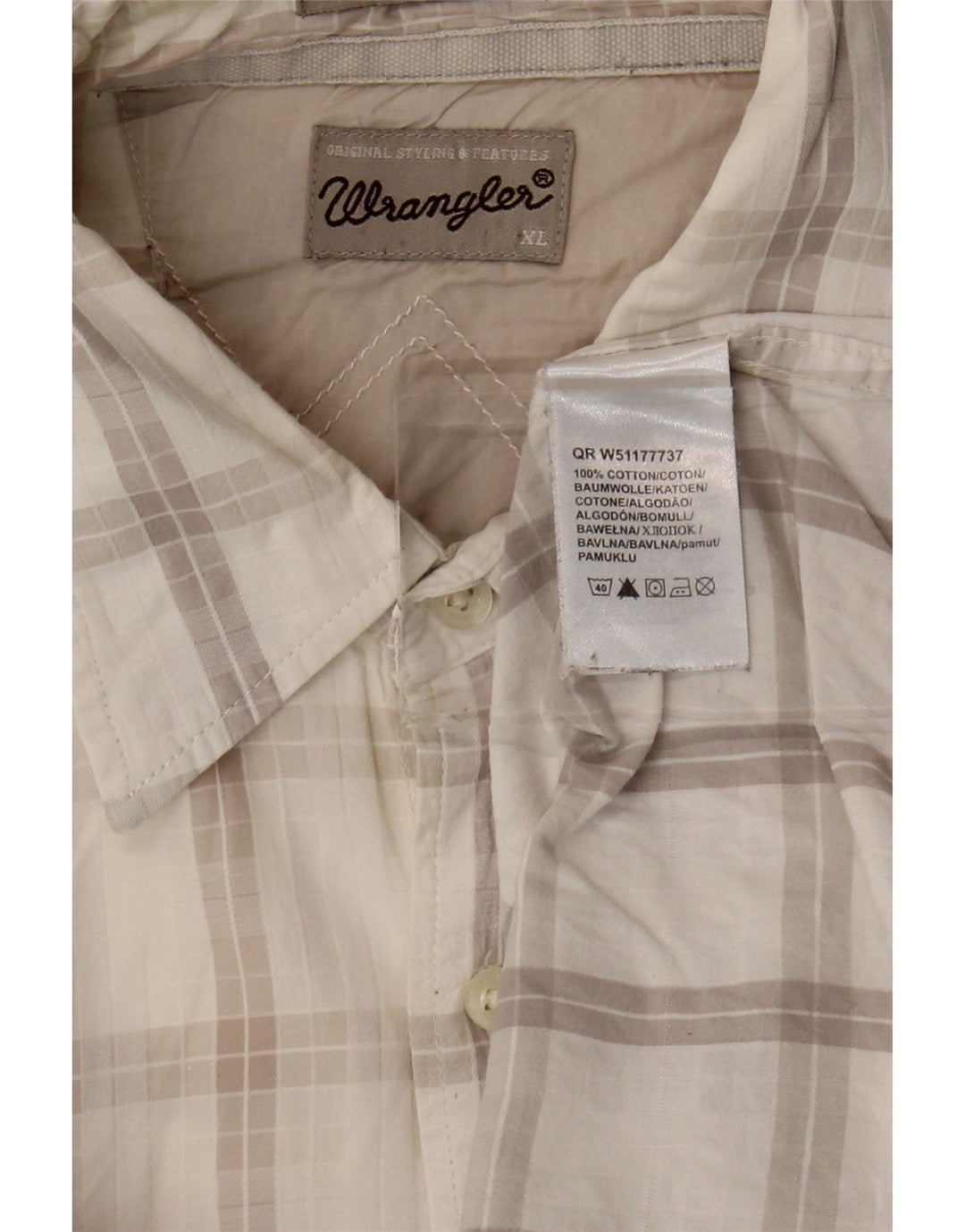 Wrangler Herre Classic Slim Fit skjorte XL Off White ternet bomuld