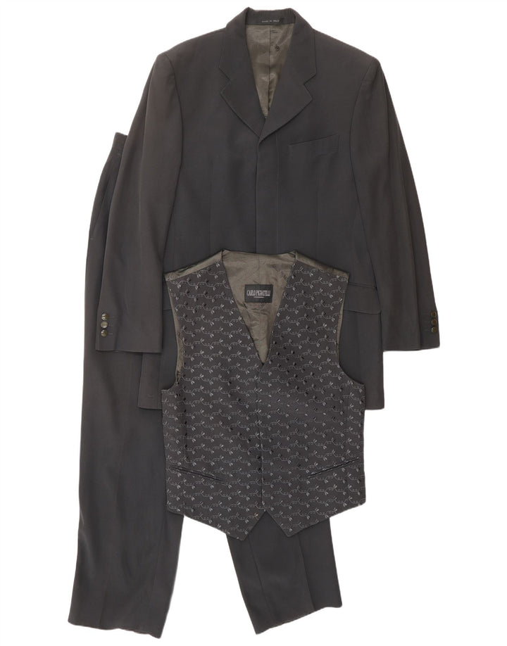 CARLO PIGNATELLI Mens 3 Piece Suit IT 48 Medium W28 L30 Grey Acetate