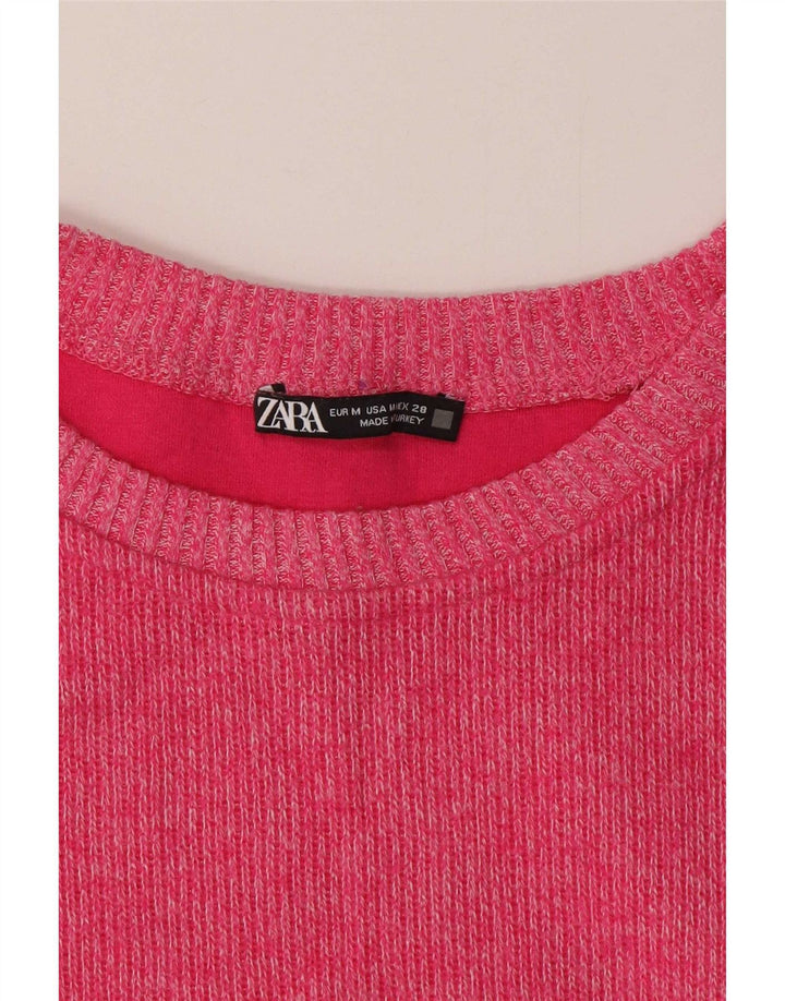 Zara Womens Crop Top Langærmet UK 14 Medium Pink
