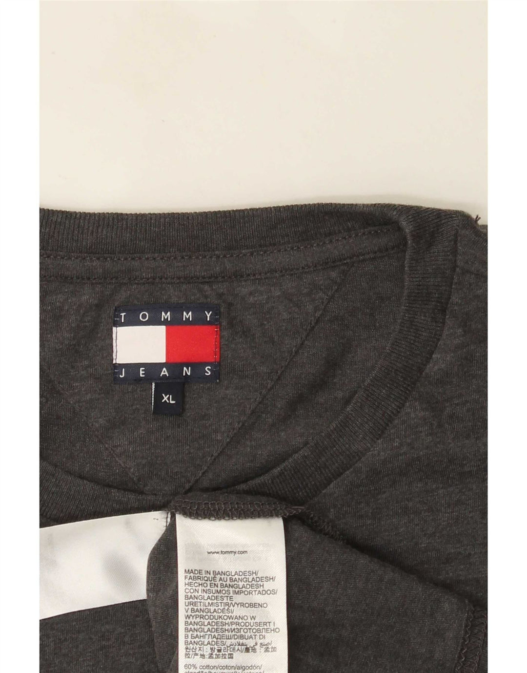 Tommy Hilfiger Herre T-Shirt Top XL Grå Bomuld
