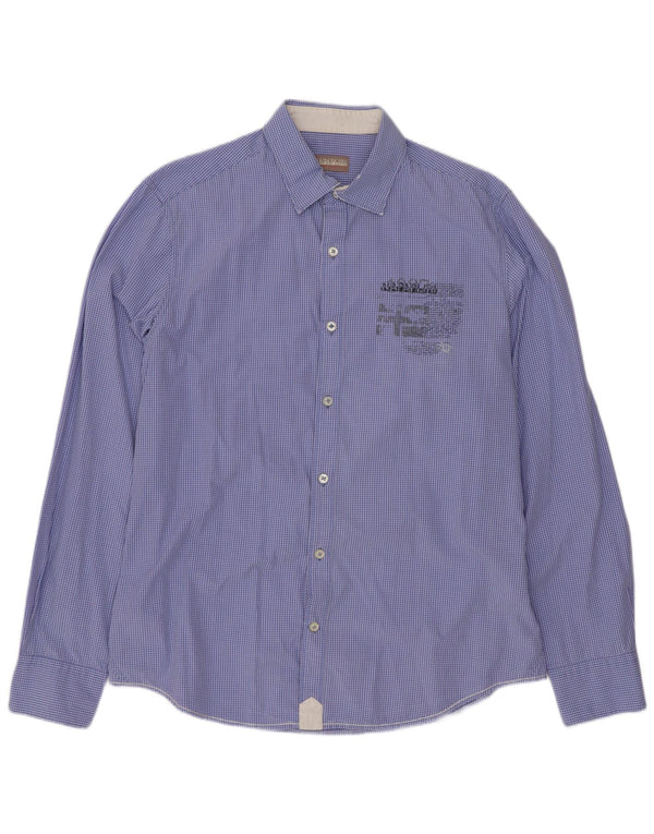 Napapijri Herre Geographic Graphic Shirt XL Blue Gingham Cotton
