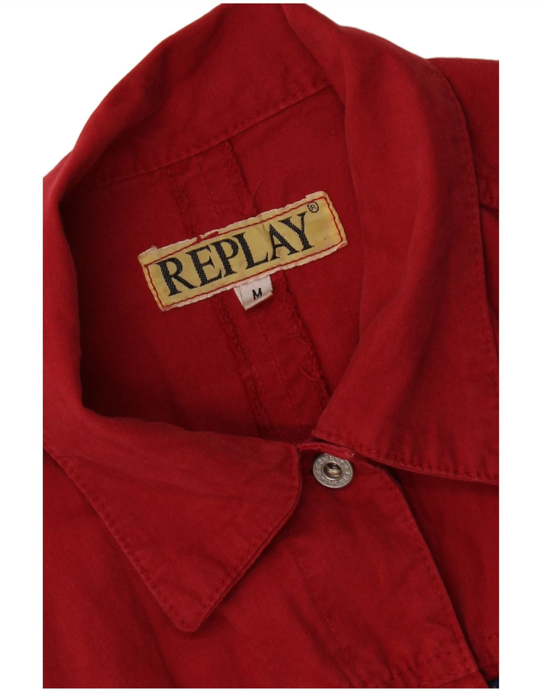 Replay Dame Kortærmet Denim Shirt Dress UK 12 Medium Red