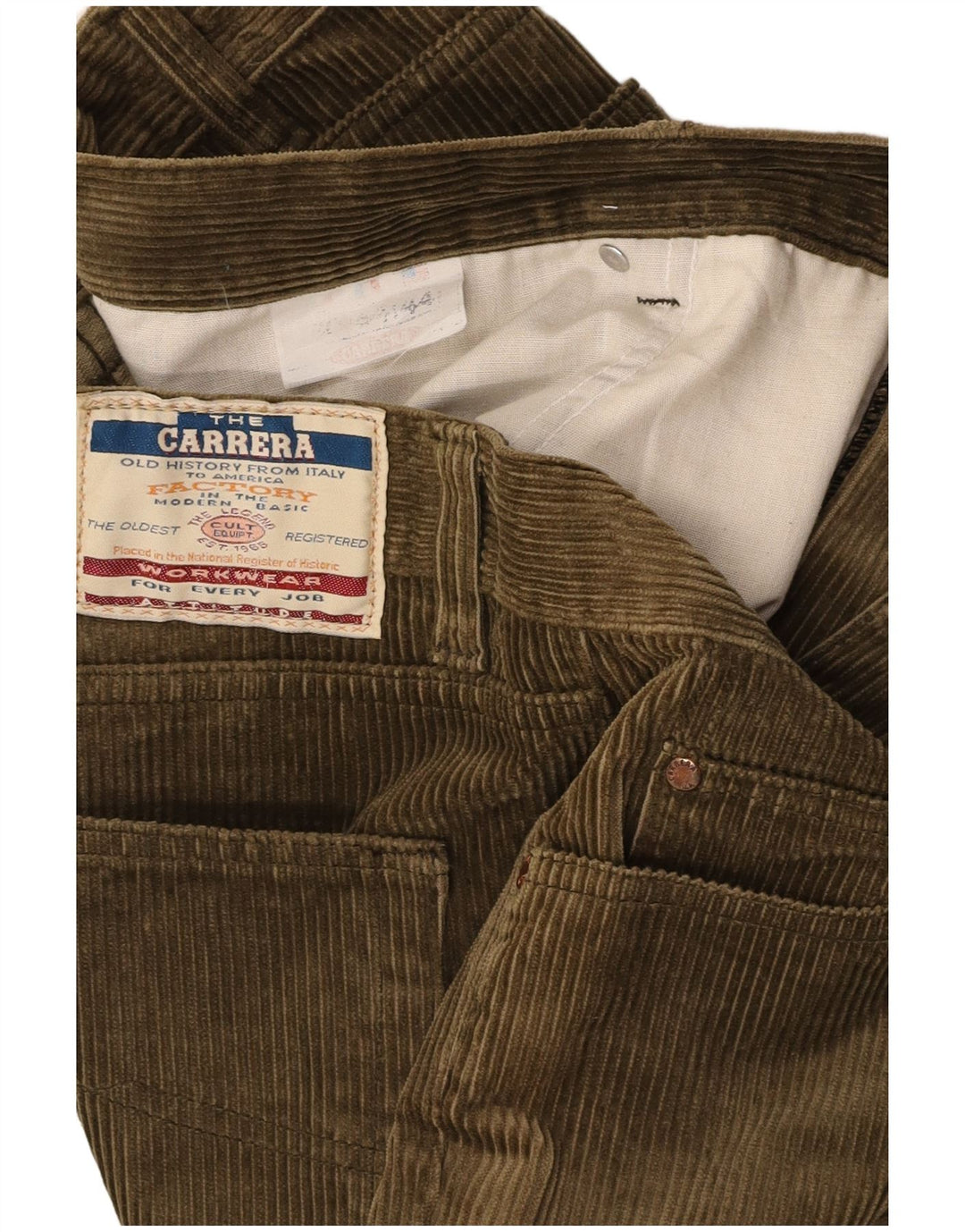 CARRERA Lige fløjlsbukser til mænd W44 L30 Grøn