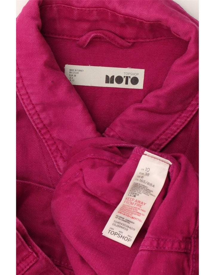 Topshop Dame Oversized Denim Jacket UK 10 Small Pink Bomuld